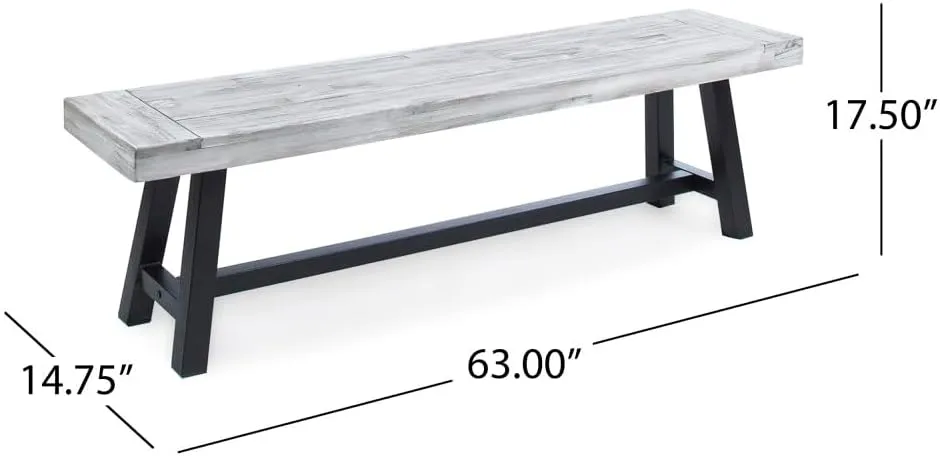 63'' Outdoor Wood Benches,Portable in/Outdoor Picnic Party Camping Dining Seat, Garden Soccer Multipurpose Entertaining Activities, Smooth Slat Panel Top, 2 Pack (Grey Black)