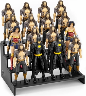 6 inch Acrylic Riser Display Shelf,Clear Action Figures Stands With PEG,4 Tier Toy Collectibles Organizer Compatible with 1/12 Scale Action Figure Toy (Fit For 6 inch Figure Toy-Black)