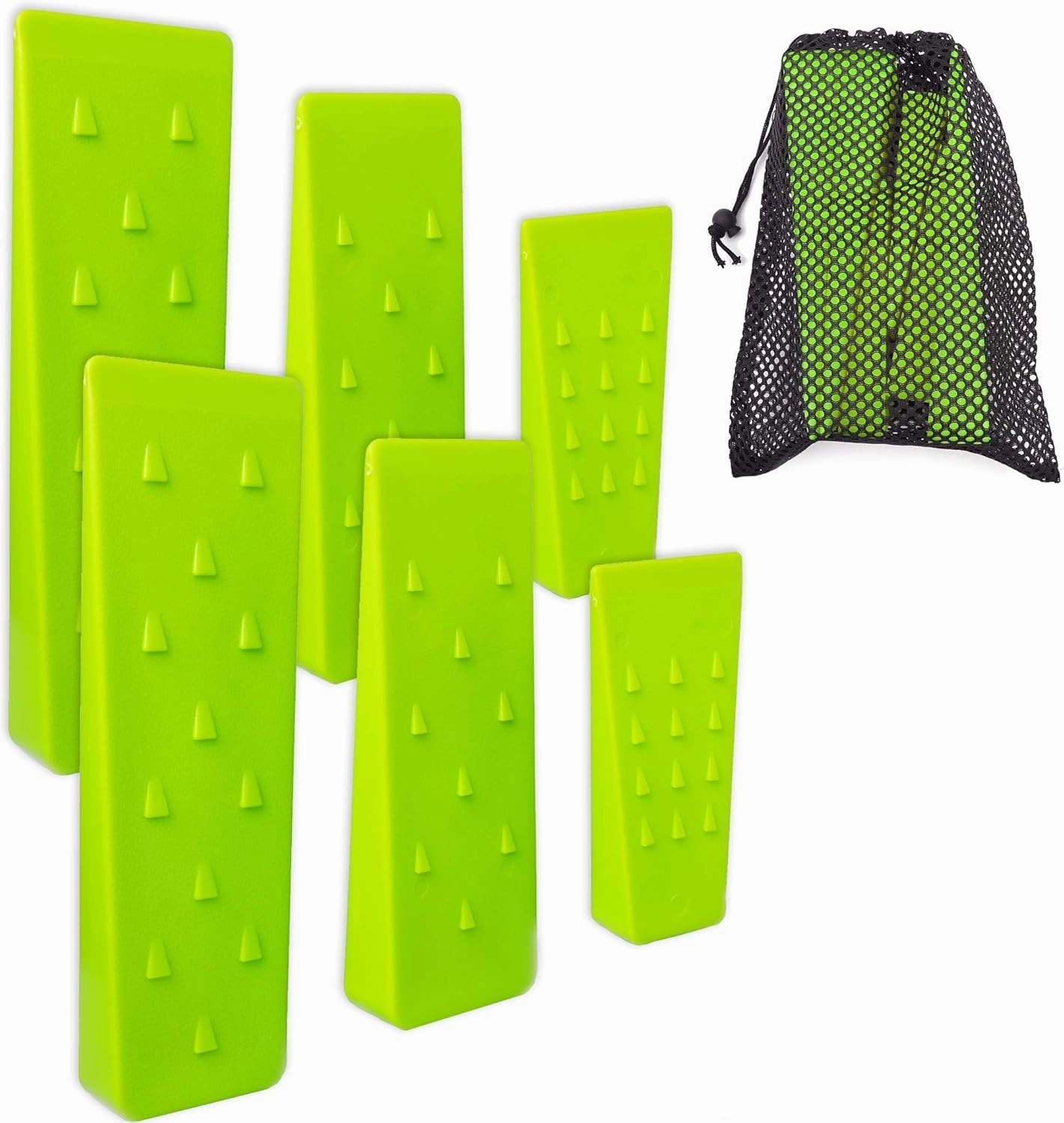 6 Pack Tree Felling Wedges with Spikes for Safe Tree Cutting – 2 Each of 10", 8” and 5.5” Wedges with Storage Bag; 6 Felling Dogs to Guide Trees Stabilize and Safely to Ground for Loggers and Fallers