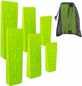 6 Pack Tree Felling Wedges with Spikes for Safe Tree Cutting – 2 Each of 10", 8” and 5.5” Wedges with Storage Bag; 6 Felling Dogs to Guide Trees Stabilize and Safely to Ground for Loggers and Fallers