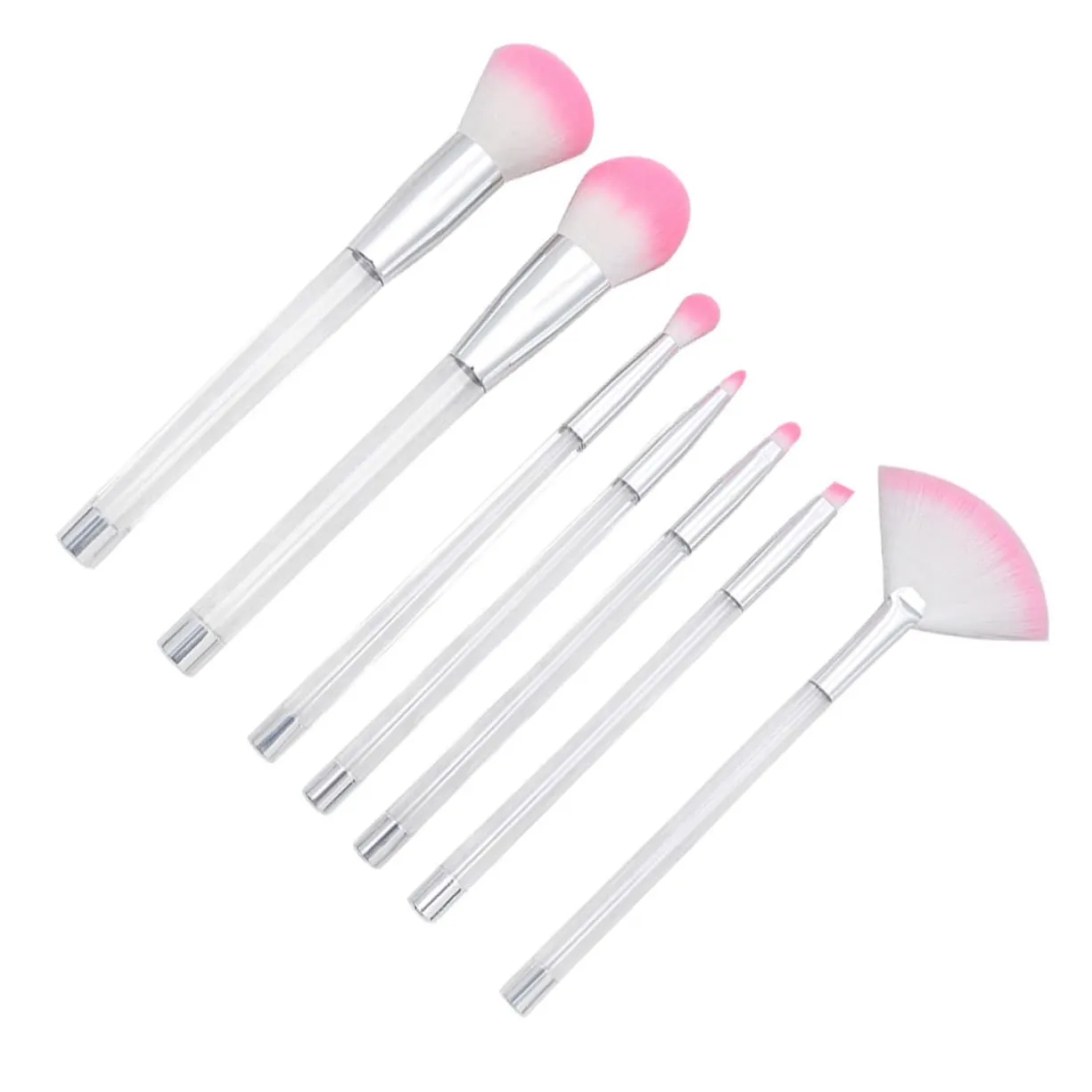 7pcs Transparent Crystal Makeup Brush Set with DIY Empty Handles for Cosmetics Application for Daily and Professional Use for Makeup Lovers