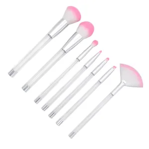 7pcs Transparent Crystal Makeup Brush Set with DIY Empty Handles for Cosmetics Application for Daily and Professional Use for Makeup Lovers