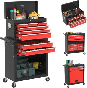 8-Drawer High Capacity Tool Box On Wheels, Rolling Tool Chest with Wheels, Removable Storage Toolbox with Lock for Garage, Workshop