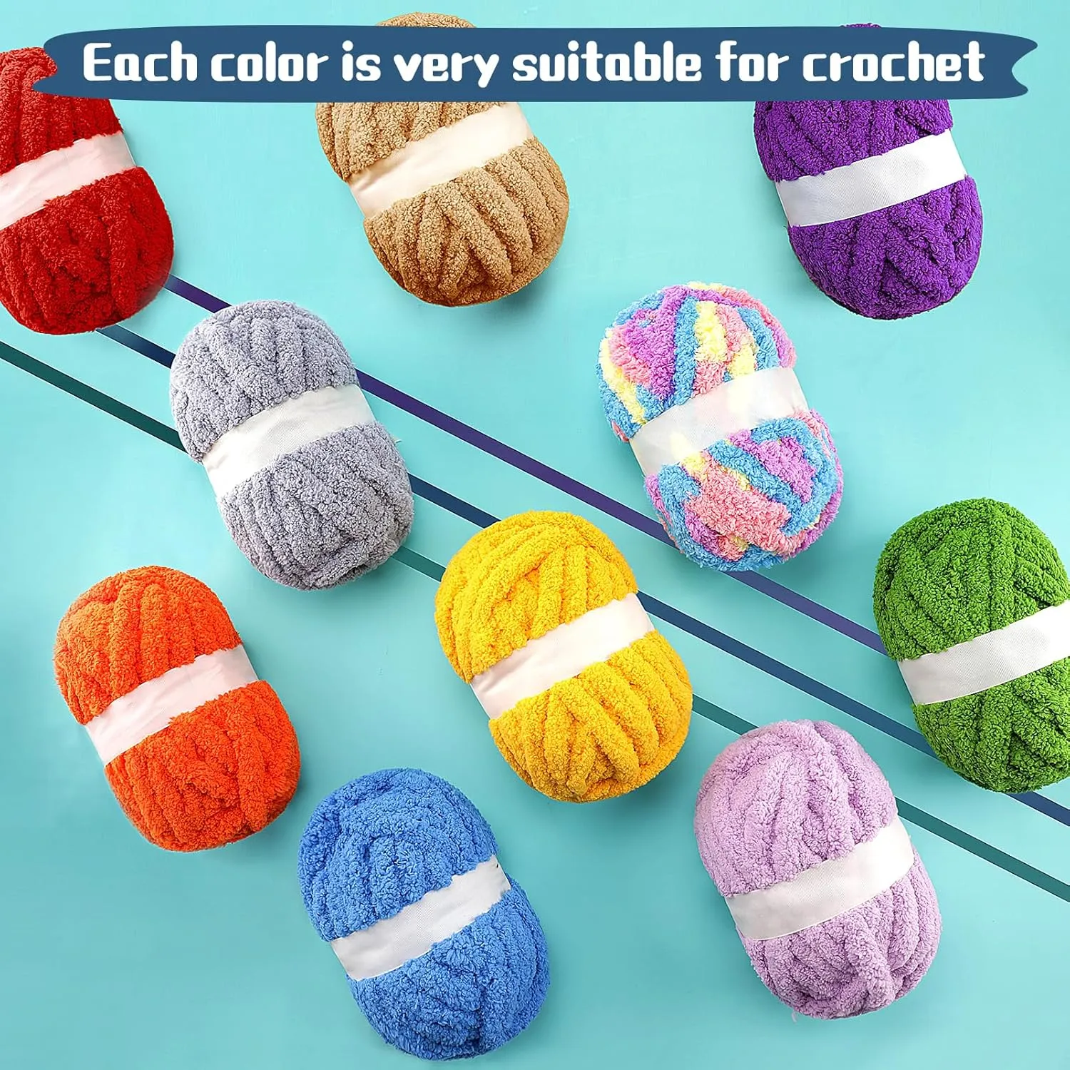 8 Pack Chunky Yarn for Hand Knitting - Chunky Chenille Blanket Yarn for Crocheting and Crochet with Jumbo Fluffy Super Bulky 28.4 yds 7.7 oz Each Skein (Black White Gray 8Pack)