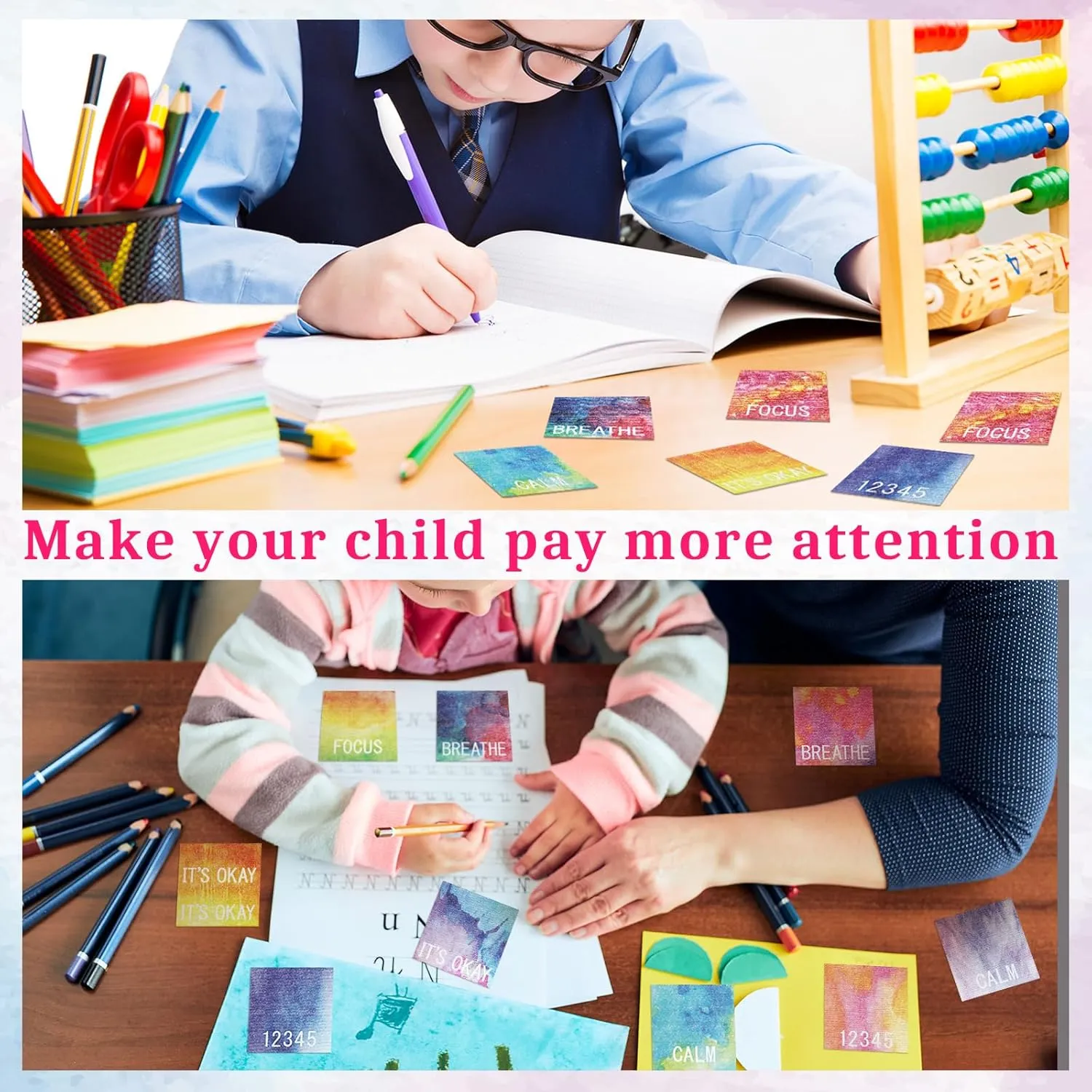 80 Pcs Anxiety Sensory Stickers with Inspirational Quotes Calm Textured Strips Relief Mental Health Stickers School Office Adhesive Sensory Tape Anti Stress Toys for Adults Teens (Classic)