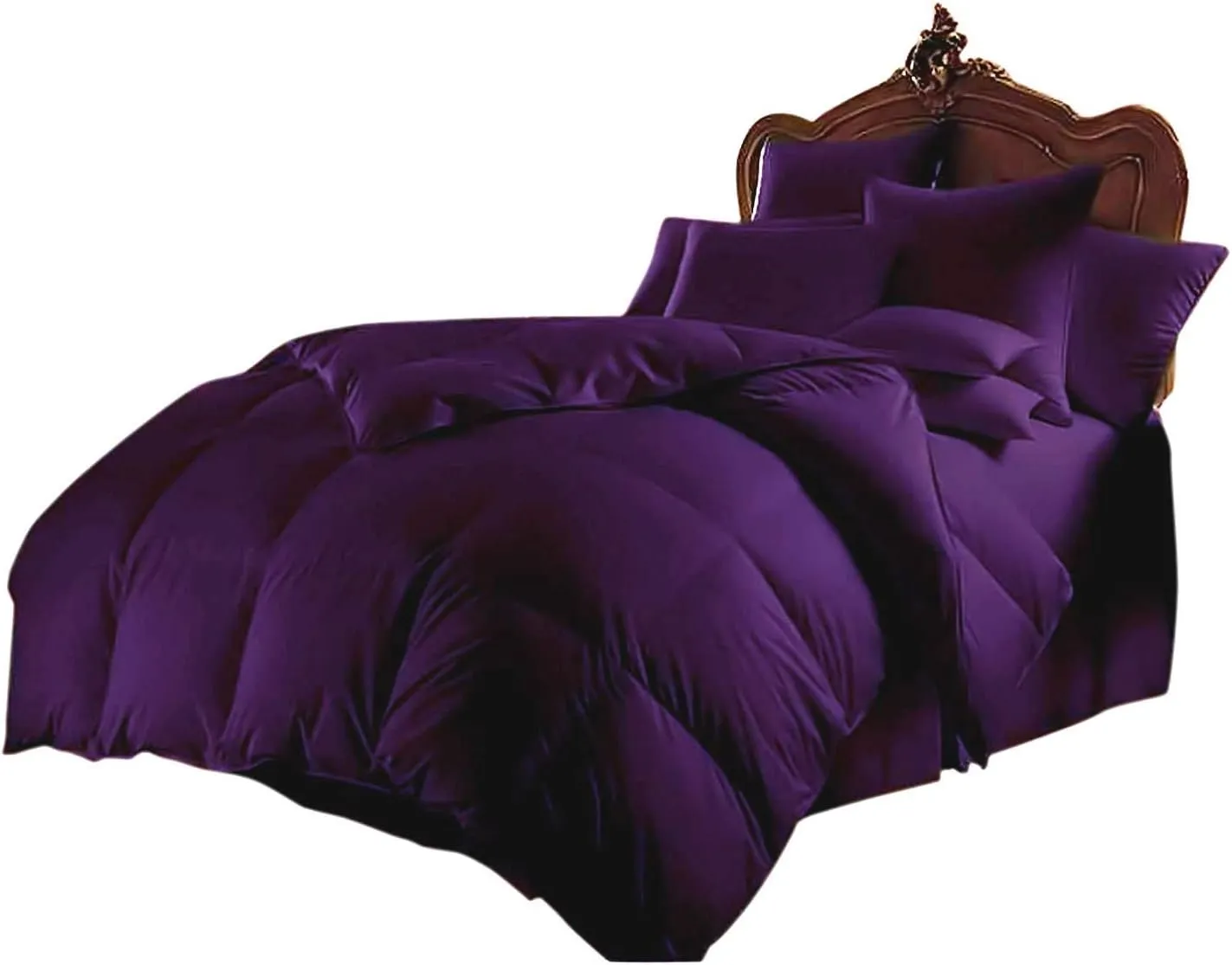 800 TC 100% Egyptian Cotton 300 GSM Goose Down Alternative Microfiber 5 PC Comforter Set (Comforter   Flat   Fitted 15''   2 Pillow Casess) Twin, Egg Plant
