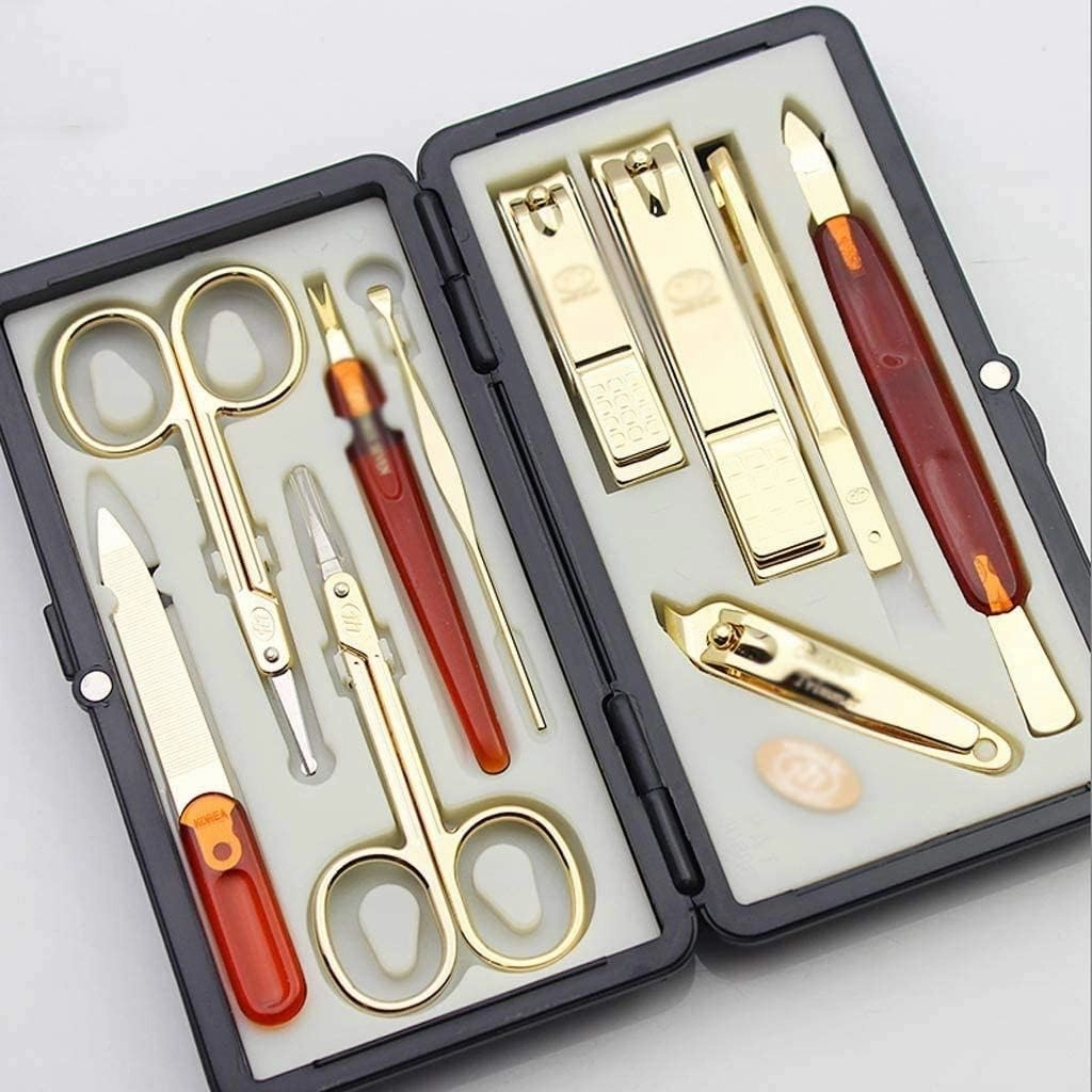 8/10pcs Stainless Steel Manicure Set Nail Care Tools Pedicure Nail Clipper Kit with Mini Finger Nail Cutter Clipper File Scissor Safe and Sharp (Size : 10pcs)