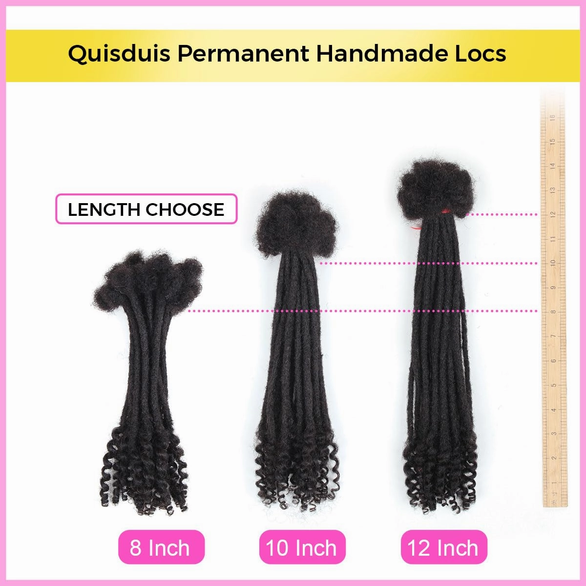 8 inch Loc Extensions Human Hair with Curly Ends, 0.4cm Width Permanent Dreadlock Extension Human Hair 20 Strands Natural Black 100% Full Handmade Dreads .Dyed and Bleached Pre Curled Drealocks
