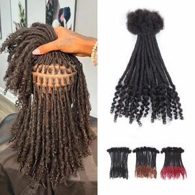 8 inch Loc Extensions Human Hair with Curly Ends, 0.4cm Width Permanent Dreadlock Extension Human Hair 20 Strands Natural Black 100% Full Handmade Dreads .Dyed and Bleached Pre Curled Drealocks