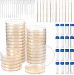 90 Pieces Prepoured Agar Plates Kit Includes Petri Dishes with Agar Swabs Pipettes Storage Tubes Educational Science Kit Science Fair Project to Learn Microbiology