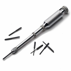 9” Classic Yankee Push Drill Set – Mini Tool with 8 Double Fluted Bits – Chrome Plated Solid Brass Hand Tool, No Chuck Needed – Compact for Tight Areas by Kings County Tools