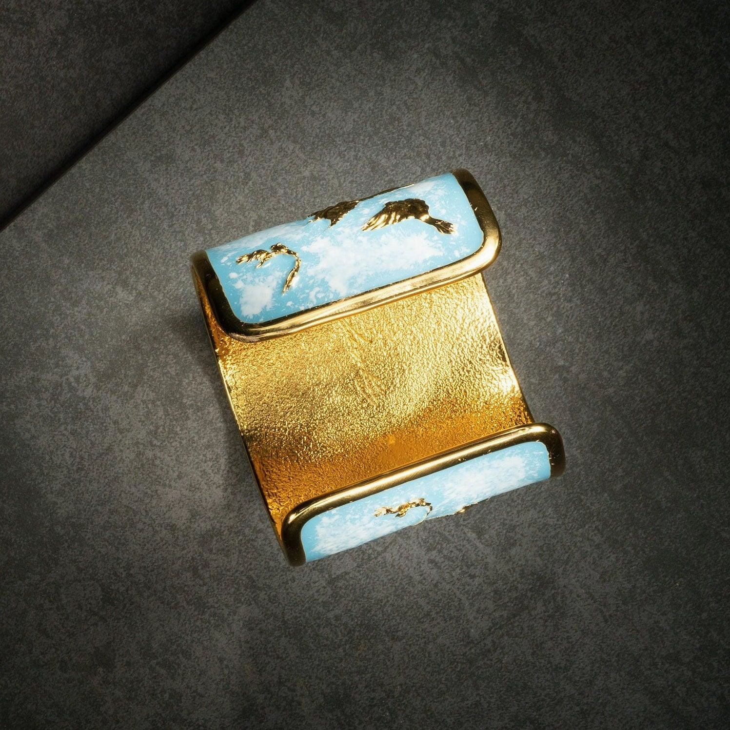 "Arise" Cuff Bracelet - Sky Blue with Clouds