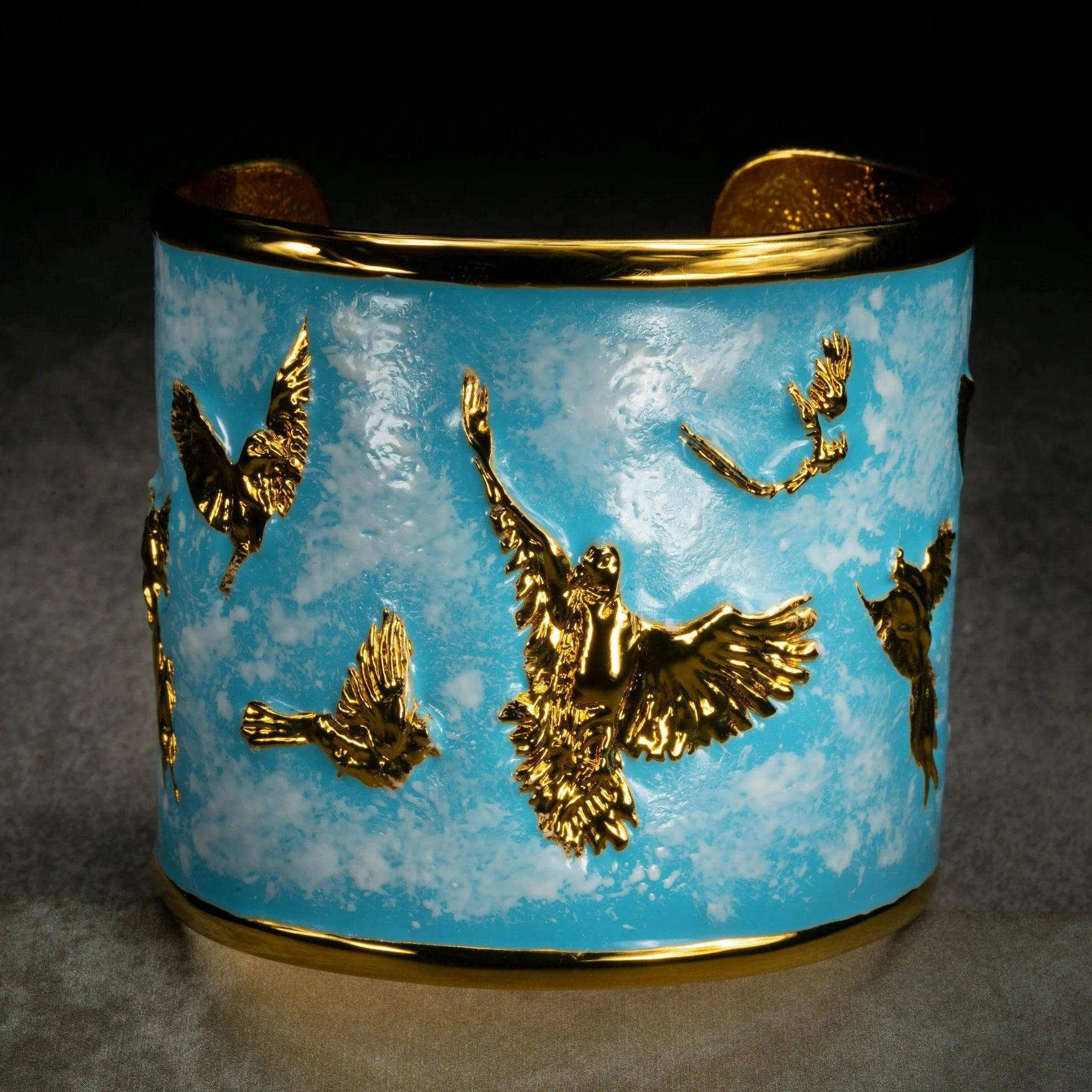 "Arise" Cuff Bracelet - Sky Blue with Clouds