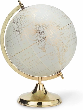 Abbott Collection 57-LATITUDE-02-LG Spinning Large Decorative Globe, Ivory/Gold, 18" H