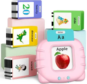ABC Talking-Flash-Cards with 252 Sight Words, Christmas Birthday Gifts for Girls 2 3 4 5 6 Years, Language Therapy Toys for Autistic Children, Learning Toys for Toddlers Ages 2-6, Pink