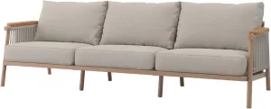 Acanva Modern All-Weather Aluminum Outdoor Patio Sofa with Thick Cushions, Olefin Fabric Sunroom Backyard Furniture, Couch Light Khaki