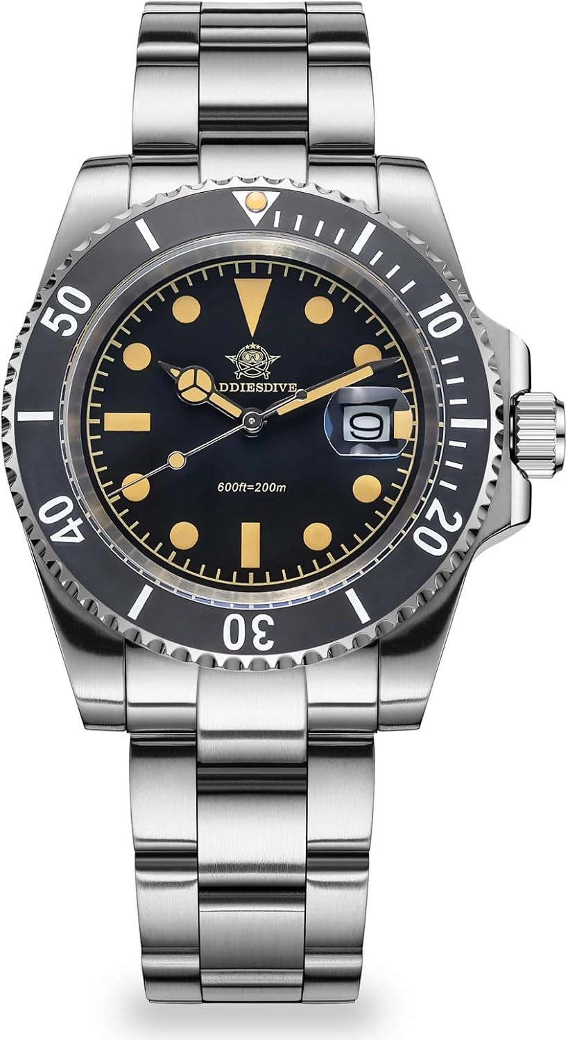 ADDIESDIVE 41MM Men's Quartz Watch Stainless Steel Bracelet Dive Watch