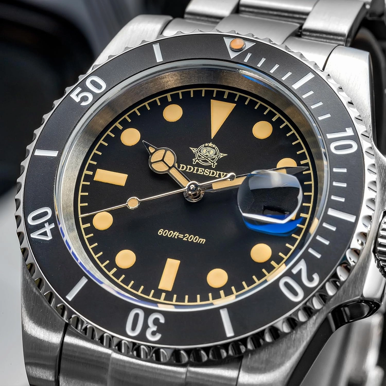 ADDIESDIVE 41MM Men's Quartz Watch Stainless Steel Bracelet Dive Watch