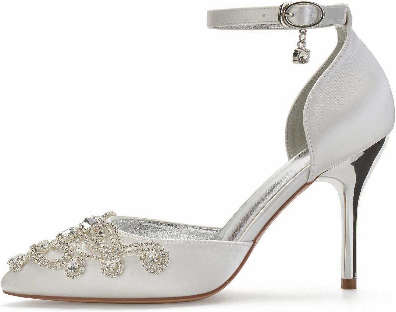 ADMLZQQ Rhinestone Wedding Shoes for Bride High Heel Bridal Shoes Closed Toe Wedding Heels Dress Banquet Shoes