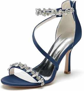 ADMLZQQ Wedding Shoes for Women Satin Heels Bridal Shoes Ankle Strap Peep Toe Stiletto High Heel Pumps