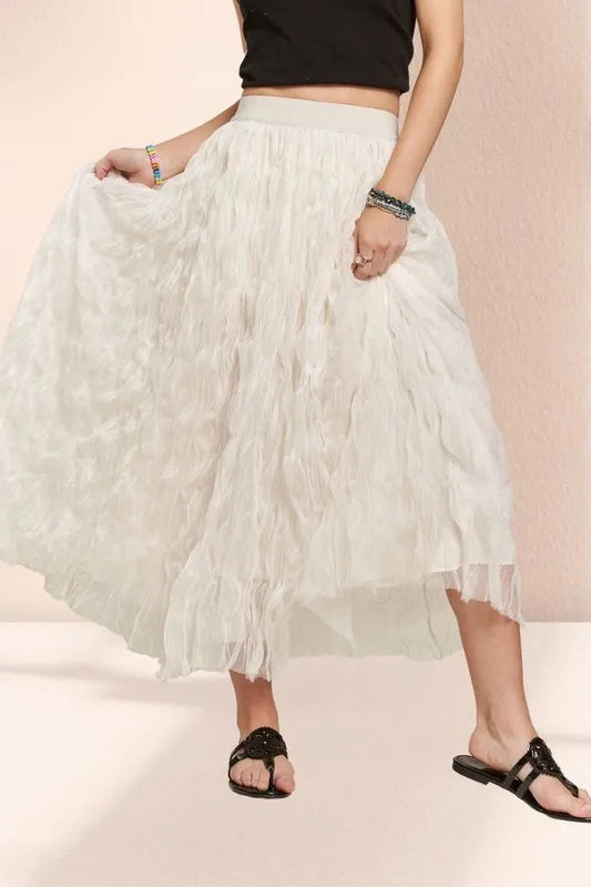 Adora Elastic Waist Cloud Fluffy Maxi Skirt