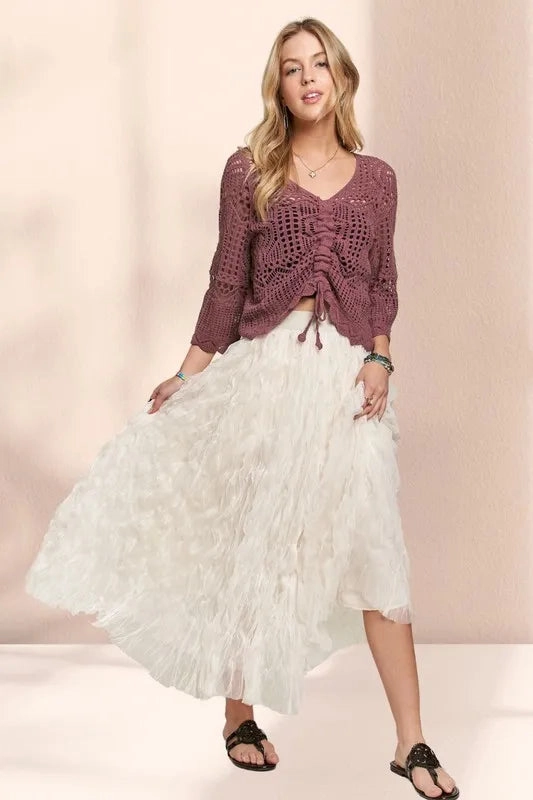 Adora Elastic Waist Cloud Fluffy Maxi Skirt