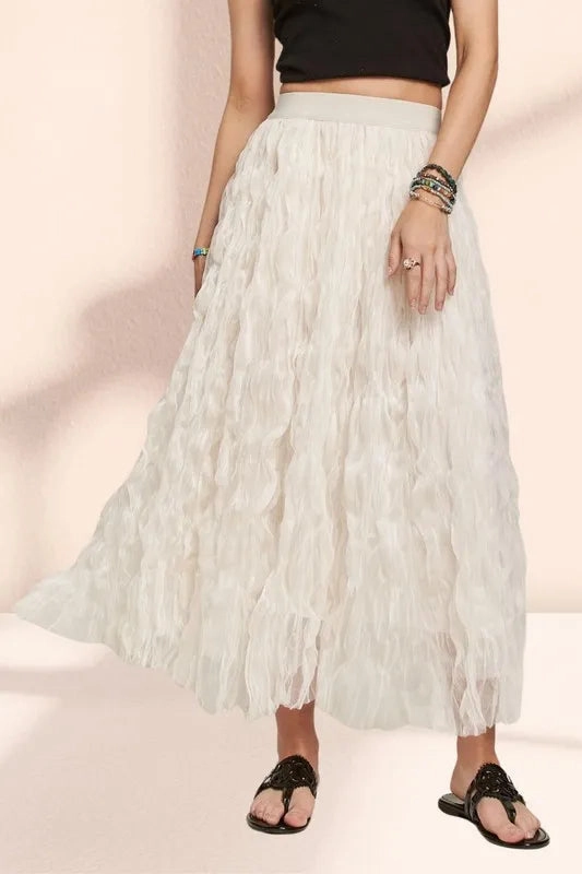 Adora Elastic Waist Cloud Fluffy Maxi Skirt