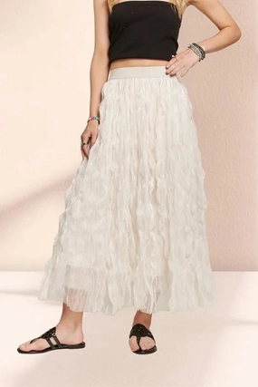 Adora Elastic Waist Cloud Fluffy Maxi Skirt