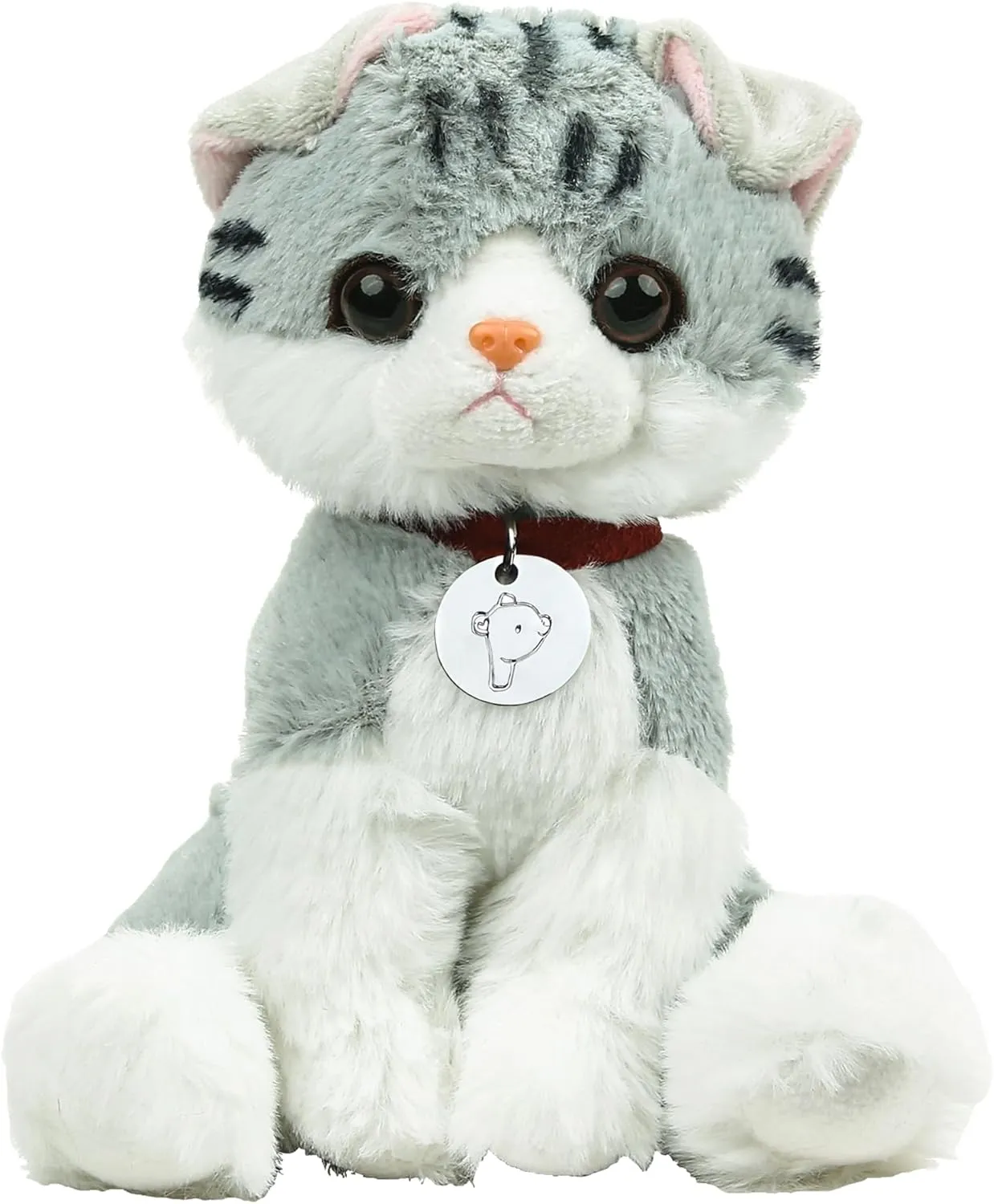Adorable Cat Stuffed Animal Plush Toy – Premium Quality 8 Inch Soft and Cuddly Kitten with Cute Collar – Perfect for Kids, Cat Lovers, and All Ages (Mitty The Tabby Kitty)