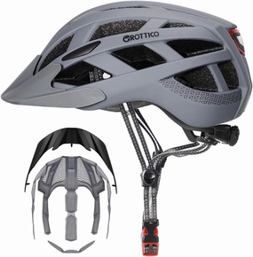 Adult-Men-Women Bike Helmet with Light - Mountain Road Bicycle Helmet with Replacement Pads & Detachable Visor