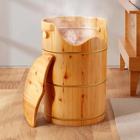 Adult Solid Wood Foot Bath, Handmade Cedar Foot Bath with Cover, Massage Stool, Drain Valve, Universal Wheel, Foot Care Basin Set, Thickened And Widened Foot Bath,H60cm
