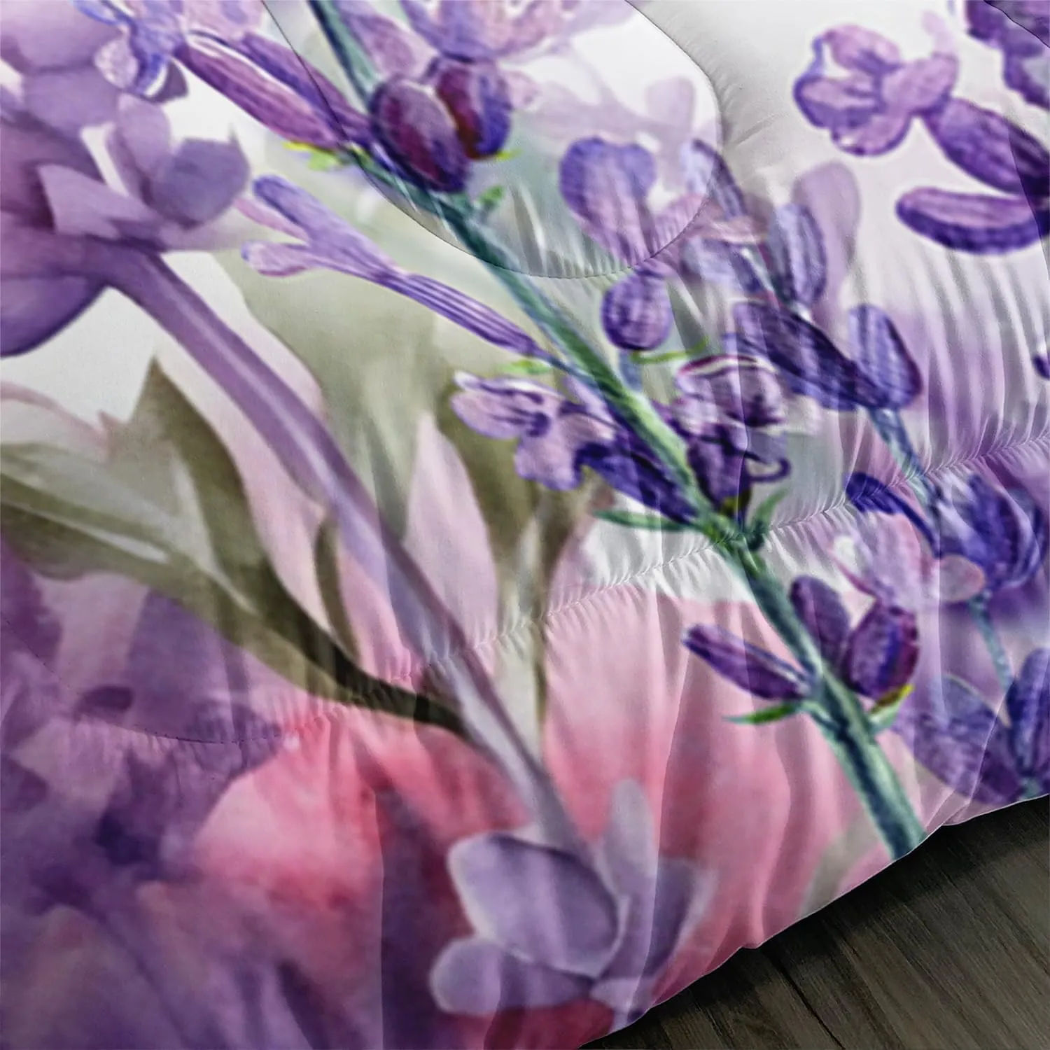 AILONEN Horse Comforter Set Queen Size, Galloping Horse Bedding Set for Boy Teens,Lavender Flowers Bed in a Bag,3Pcs,1 Quilt and 2 Pillowcases,Soft Microfibre for All Season