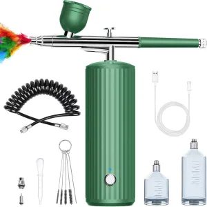 Air Brush Kit with Air Compressor, Rhinowisdom Airbrush Kit 48PSI Airbrush for Nails Air Brush Painting Set Portable with 0.3mm Nozzle and Cleaning Brush Set for Nails Makeup Painting Tattoo Model