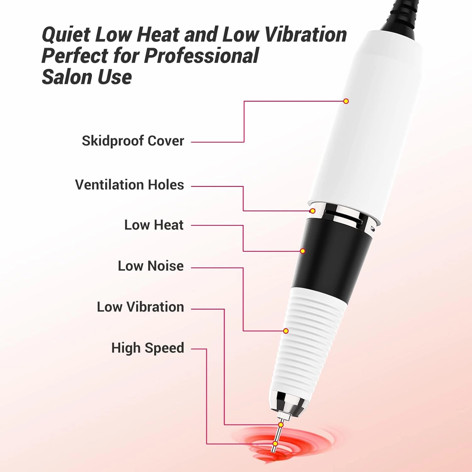 AIRSEE Professional Rechargeable 30000 RPM Nail Drill Machine Portable Efile Electric Nail File Wireless Manicure Pedicure Set Acrylic Gel Nail Grinder Tools with 6 Bits and Sanding Bands E6 White