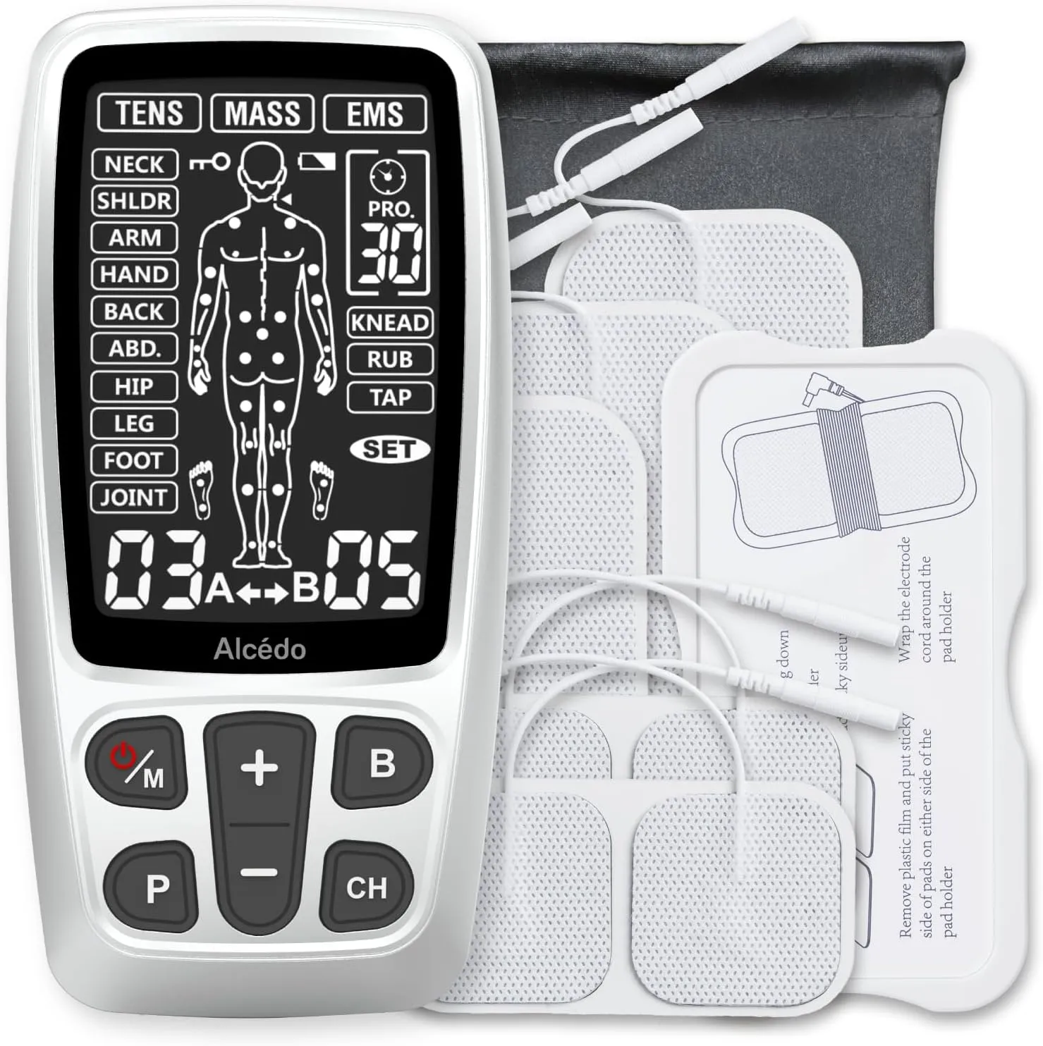 Alcedo TENS Unit   EMS Combination Machine Muscle Stimulator for Pain Relief, Electric Rechargeable Pulse Massager with 41 Modes for Back/Neck Pain Therapy, HSA FSA Eligible
