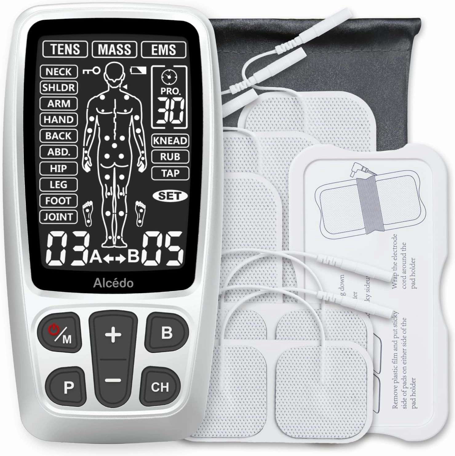 Alcedo TENS Unit   EMS Combination Machine Muscle Stimulator for Pain Relief, Electric Rechargeable Pulse Massager with 41 Modes for Back/Neck Pain Therapy, HSA FSA Eligible
