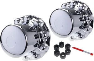 Alcoa 2-Piece Chrome Rear ABS Plastic Hub Cover System for 10-Lug, 285.75mm Wheels with Retention Nuts and Removal Tool. Alcoa PN: 087100 (087200)
