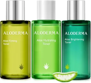 Aloderma Aloe Toner Set, 3 Pieces - Hydrating Toner, Firming Toner, Brightening Toner