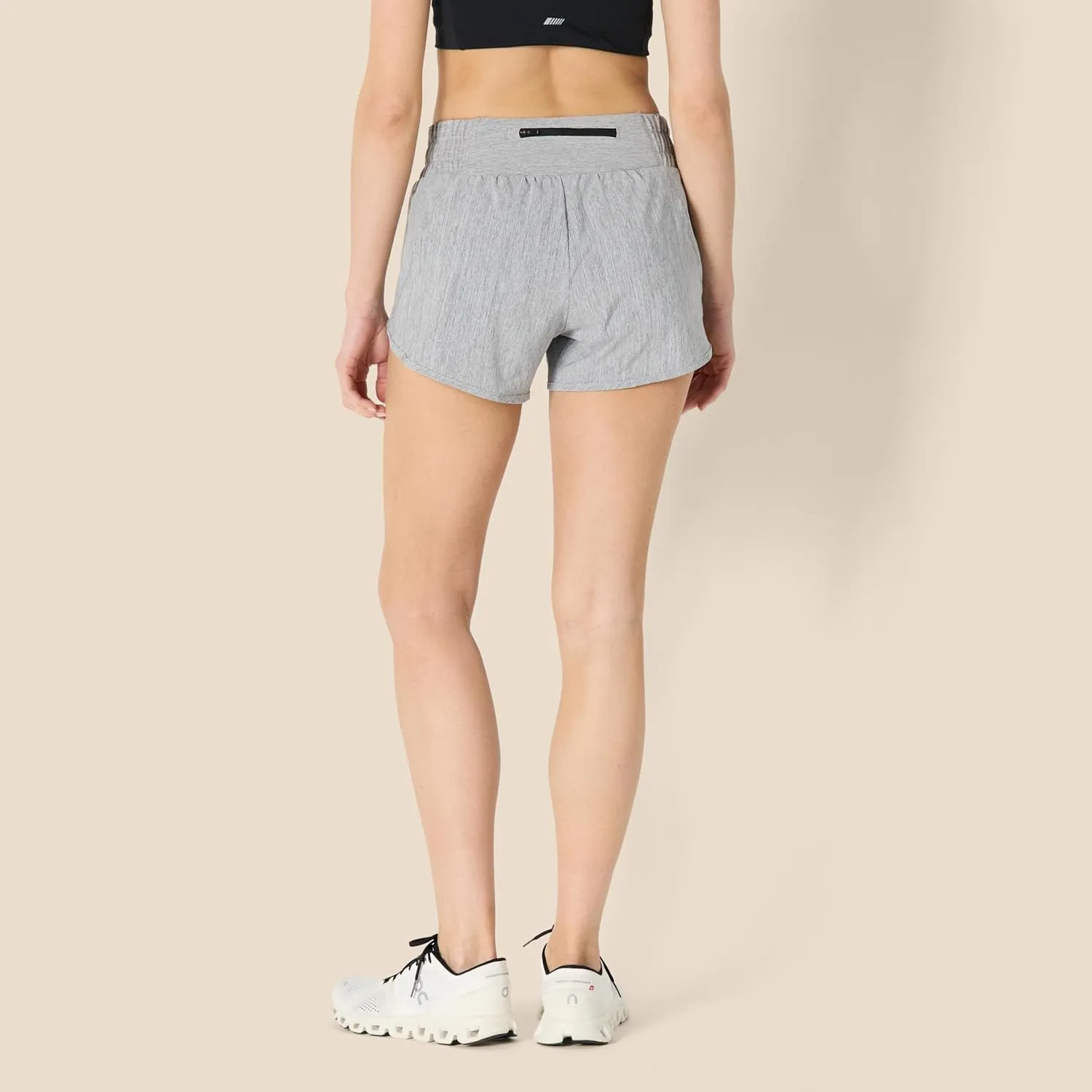 Amazon Essentials Women's Regular-Fit Athletic Ruched Waistband Woven Running Short