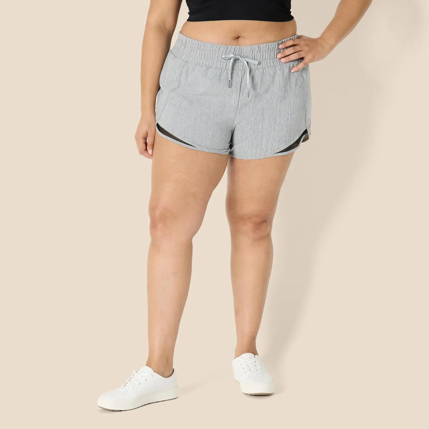 Amazon Essentials Women's Regular-Fit Athletic Ruched Waistband Woven Running Short