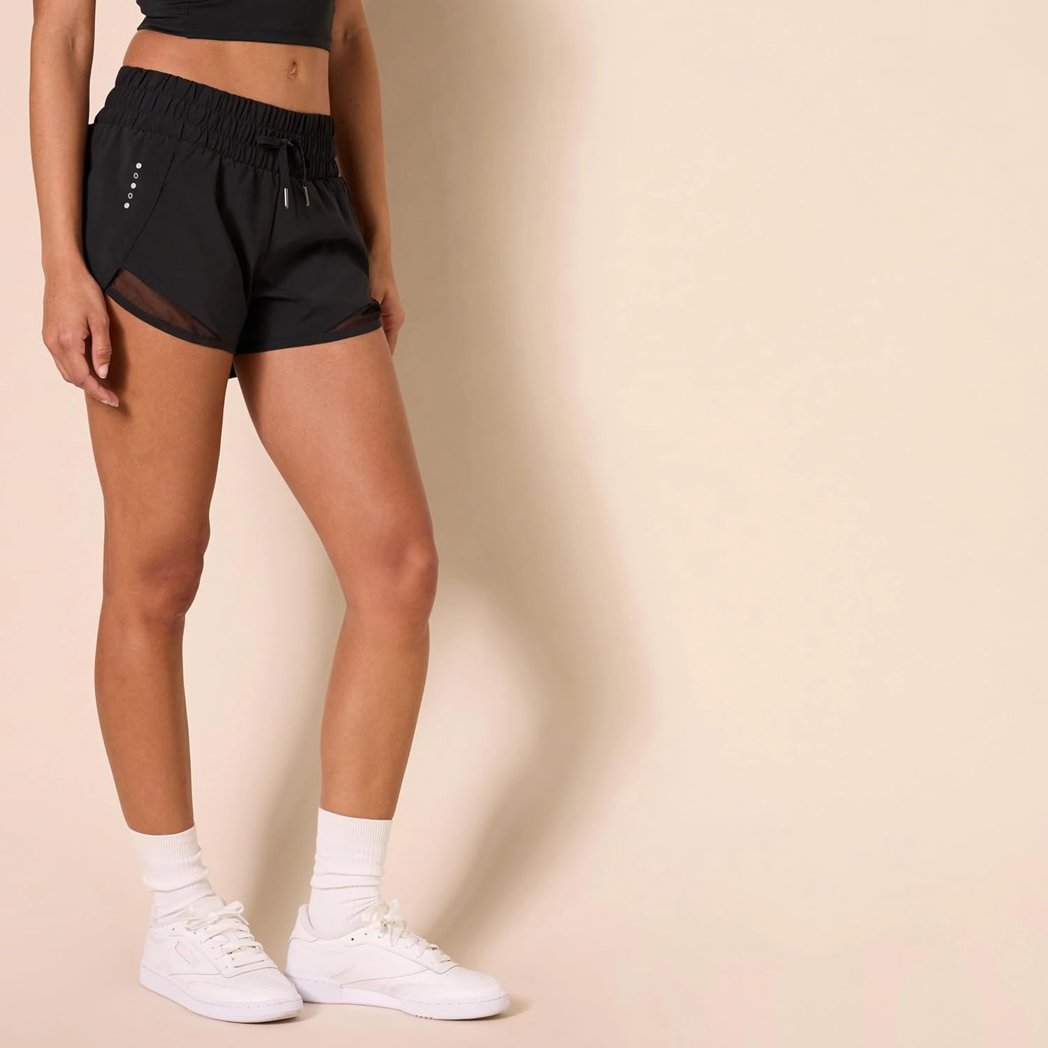 Amazon Essentials Women's Regular-Fit Athletic Ruched Waistband Woven Running Short