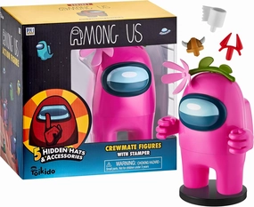 Among Us Stamper Pink Crewmate Flower Hat 7" Video Game Character Figure