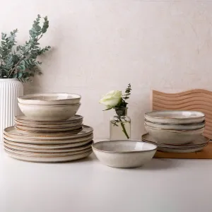 AmorArc Ceramic Dinnerware Sets,Handmade Reactive Glaze Stoneware Plates and Bowls Sets,Highly Chip and Crack Resistant | Dishwasher & Microwave Safe Dishes Set,Service for 6 (18pc)