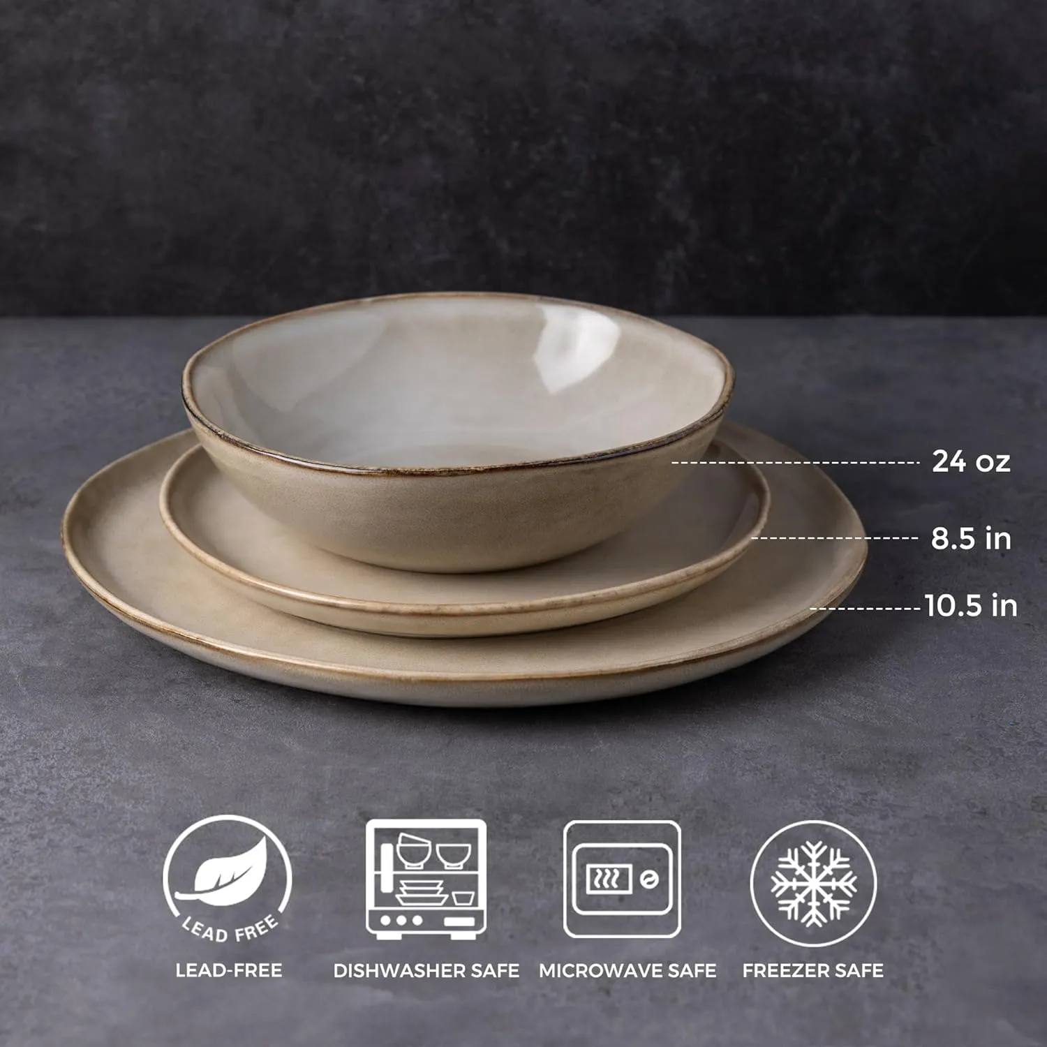 AmorArc Ceramic Dinnerware Sets,Handmade Reactive Glaze Stoneware Plates and Bowls Sets,Highly Chip and Crack Resistant | Dishwasher & Microwave Safe Dishes Set,Service for 6 (18pc)