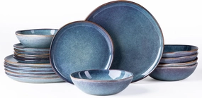 AmorArc Ceramic Dinnerware Sets,Handmade Reactive Glaze Stoneware Plates and Bowls Set,Highly Chip and Crack Resistant | Dishwasher & Microwave Safe Dishes set,Service for 6 (18pc)