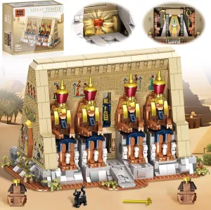 Ancient Egyptian Temple Architecture Building Blocks Set for Adult, Educational Building Set Toy for History Enthusiasts, Includes Statues and Hieroglyphics, Ideal Gift for Collectors and Kid Aged 12 