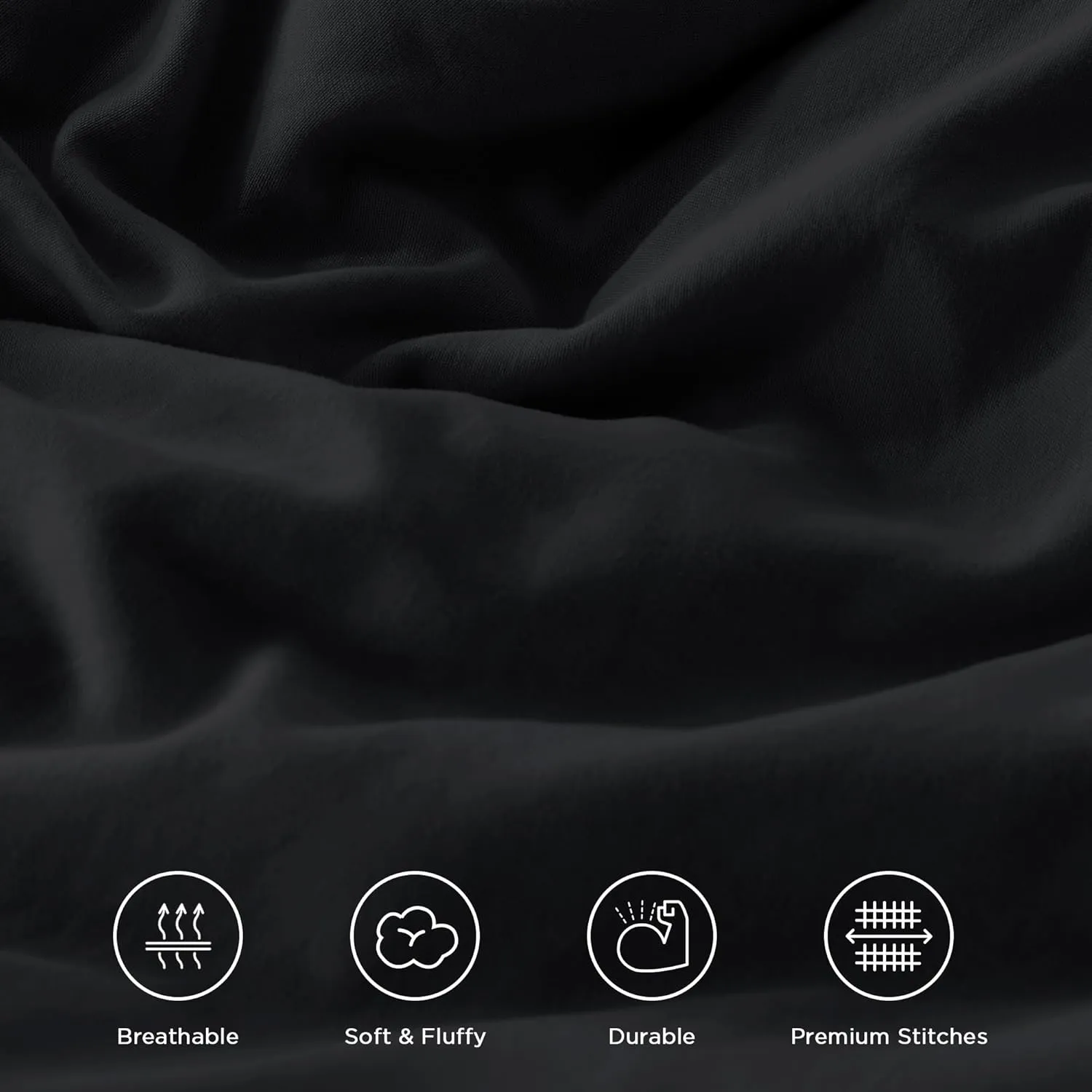 Andency Black Full Size Comforter Set(79x90Inch), 3 Pieces Fluffy Farmhouse Shabby Chic Bedding Comforter Sets, All Season Soft Lightweight Microfiber Bed Set