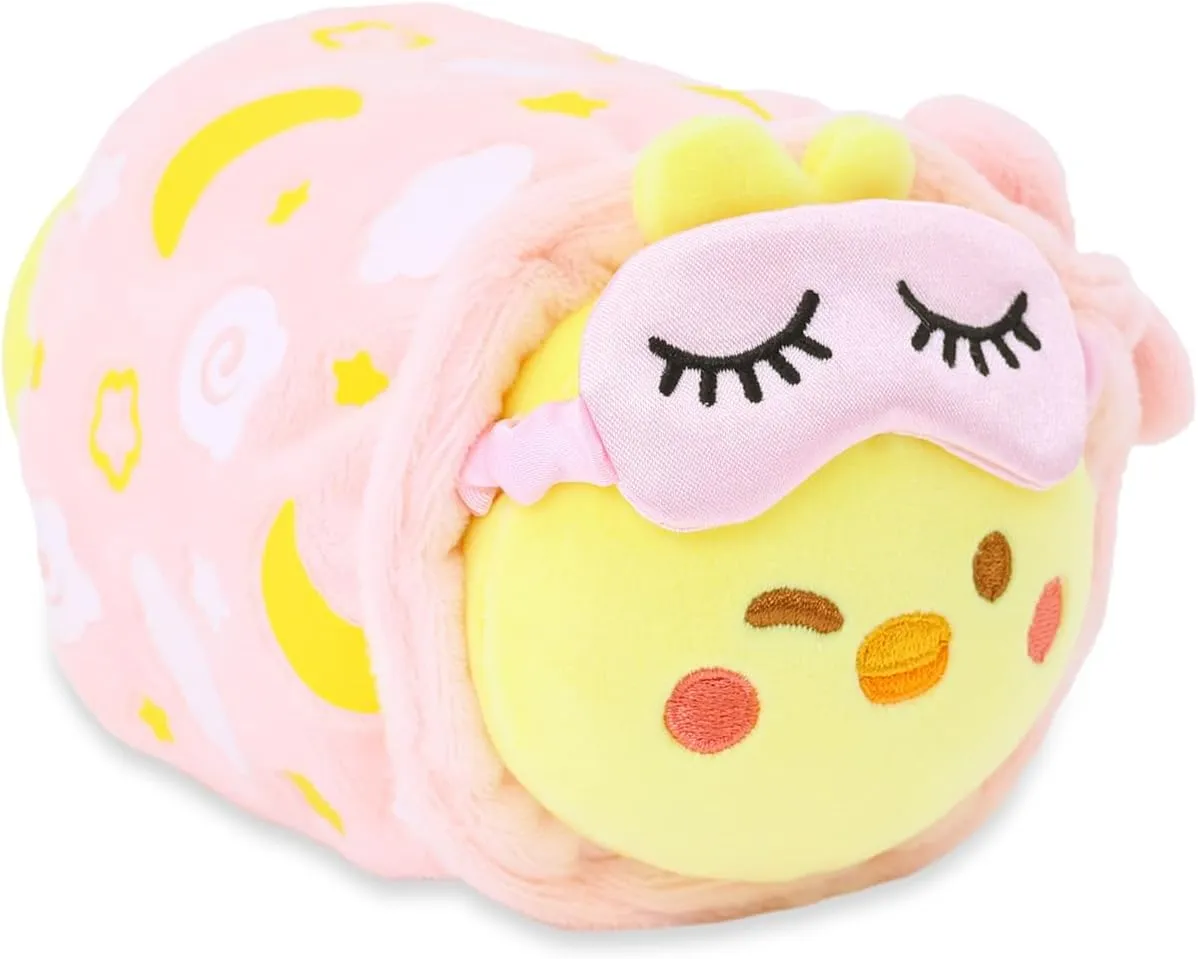 Anirollz Stuffed Animal Plush Toy – Spa Small Outfitz Plush Doll Chickiroll with Eye Mask | Soft, Squishy, Warm, Cute, Comfort, Safe | Birthday