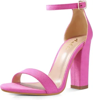 Ankis Nude Black White Heels for Women Open Toe Ankle Strap High Heel Sandals Party Wedding Strappy Buckle Sandals Standard Size 4 Inches Tall High Heel Design
