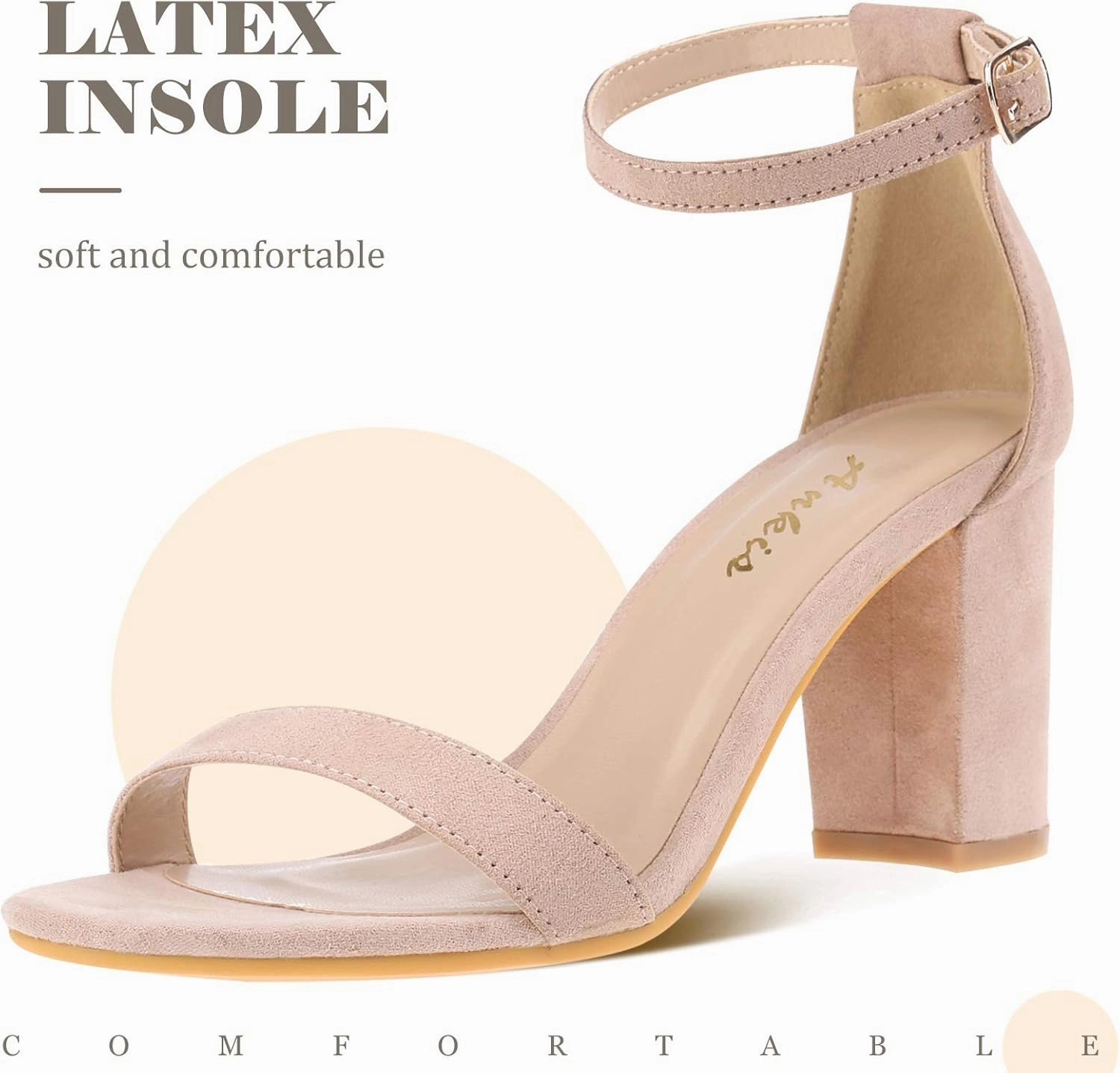 Ankis Heels for Women Open Toe Ankle Strap Chunky Heel Sandals 2.75 Inch
